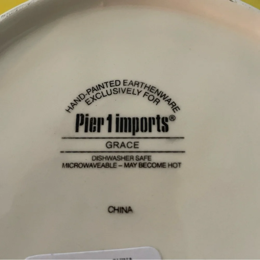 Pier 1 Imports Handpainted Earthenware “GRACE”Hibiscus floral Dessert plates new